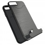 Wholesale iPhone 7 Plus Card Holder Hybrid Case (Space Gray)